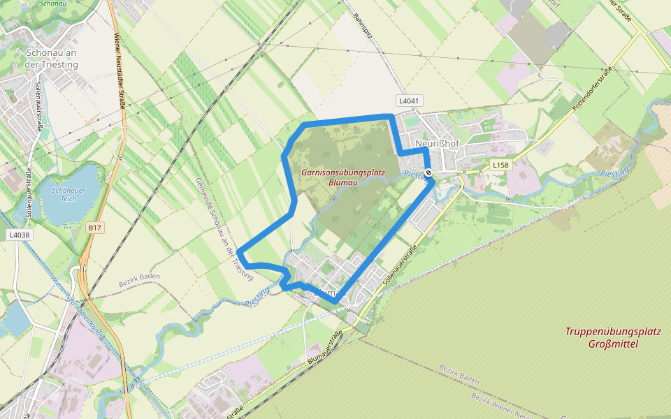 Fitnessstrecke gelb walking route map in Blumau