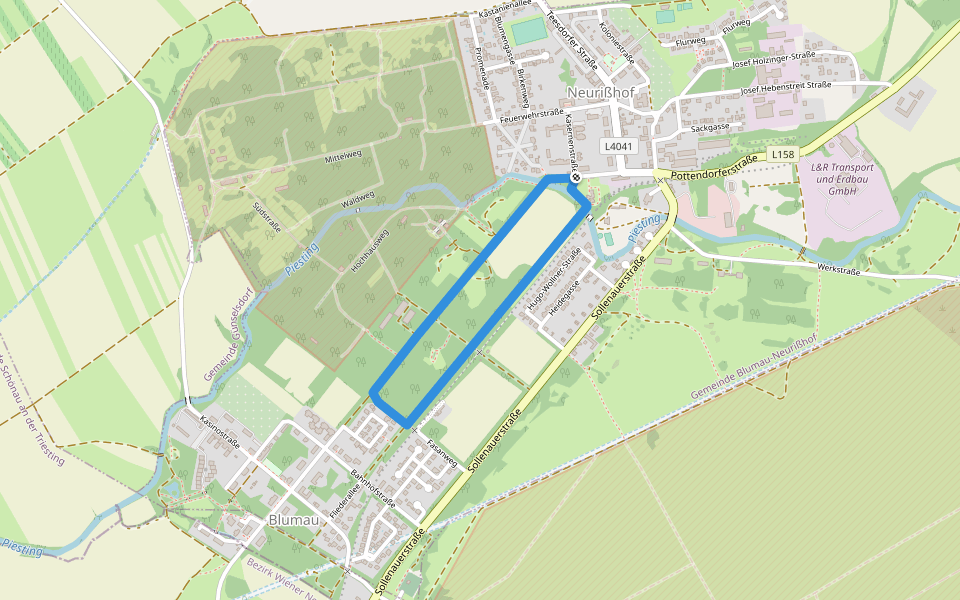 Fitnessstrecke grün walking route map in Blumau
