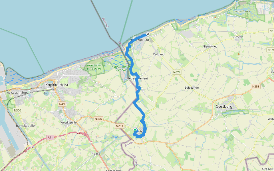 Nederlands Kustpad deel 1 - 01 walking route map in Sluis
