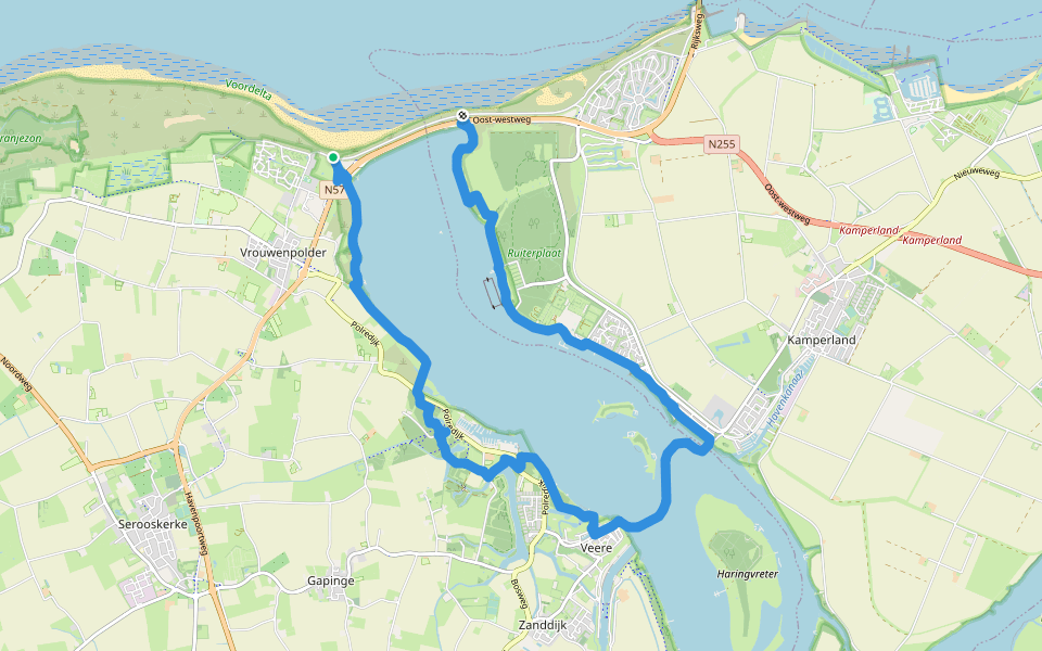 Nederlands Kustpad deel 1 - 04a walking route map in Vrouwenpolder