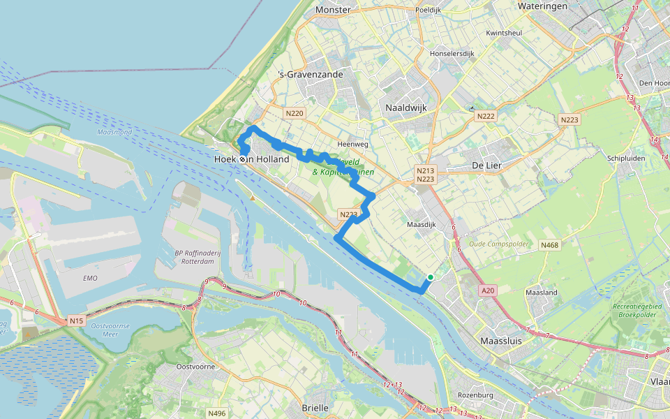 Nederlands Kustpad deel 1 - 11 walking route map in Hoek van Holland