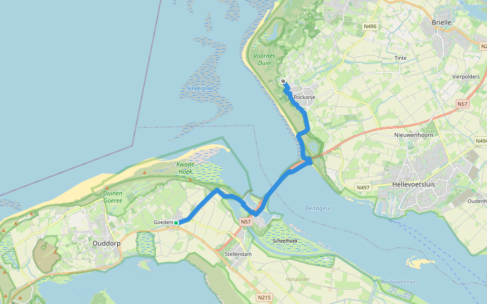 Nederlands Kustpad deel 1 - 08 walking route map in Goedereede