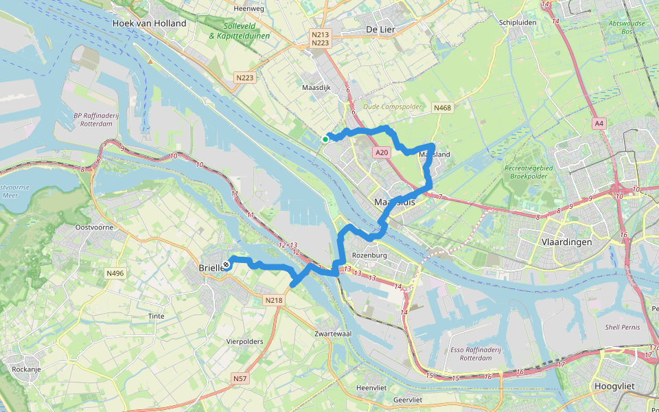 GR 5 NL - 2 - Maassluis Oranjeplassen-Brielle walking route map in Hoek van Holland