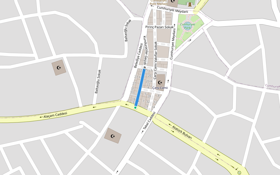 Ayakkabıcılar Arastası walking route map in Terme