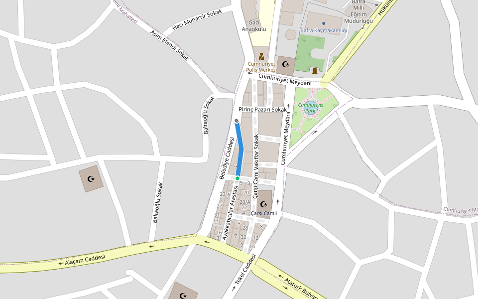 Kunduracılar Geçidi walking route map in Terme