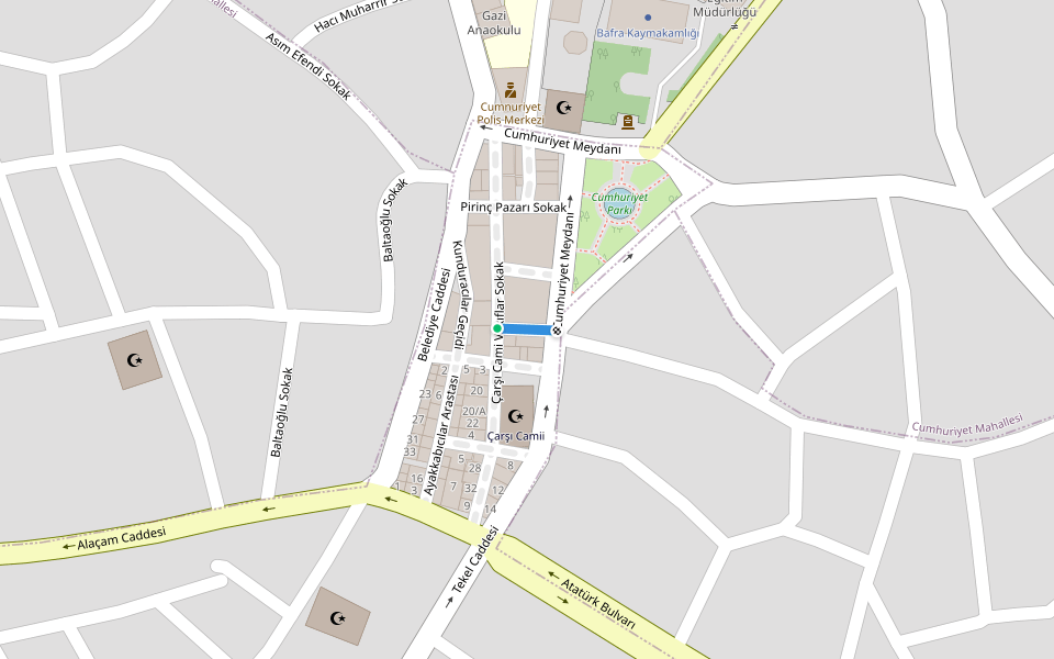 Asmaaltı Geçidi walking route map in Terme