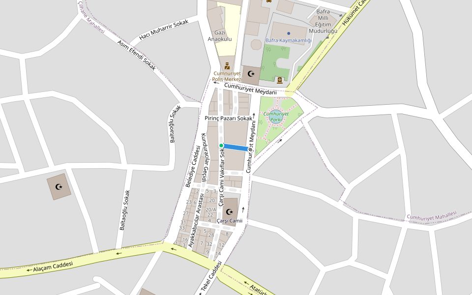 Matbaa Aralığı Sokak walking route map in Terme