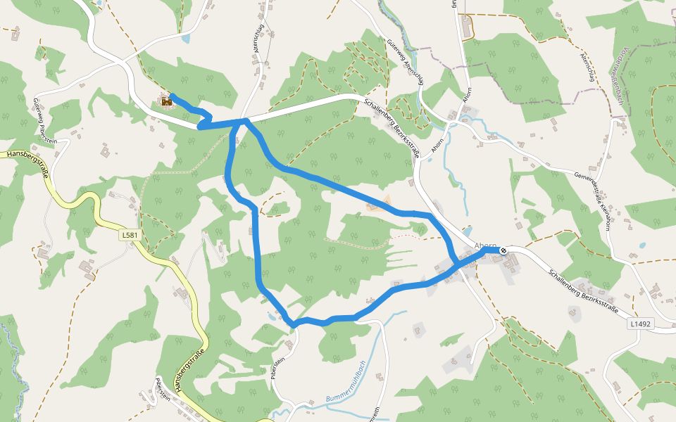 Ahorner Rundweg walking route map in Ahorn