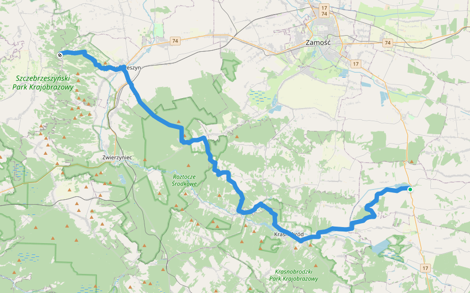 Szlak Partyzancki walking route map in Krynice