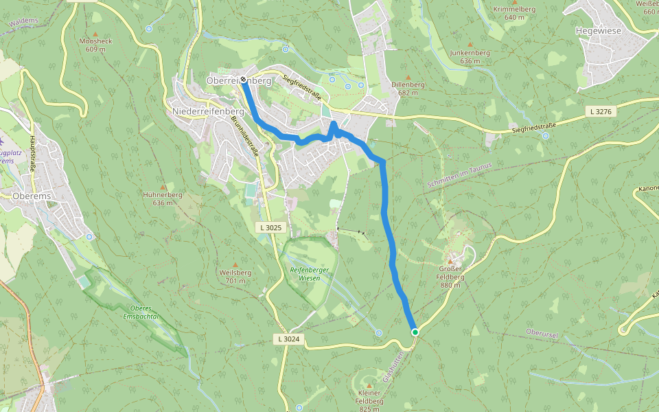 Taunusklub Route 043 walking route map in Königstein im Taunus