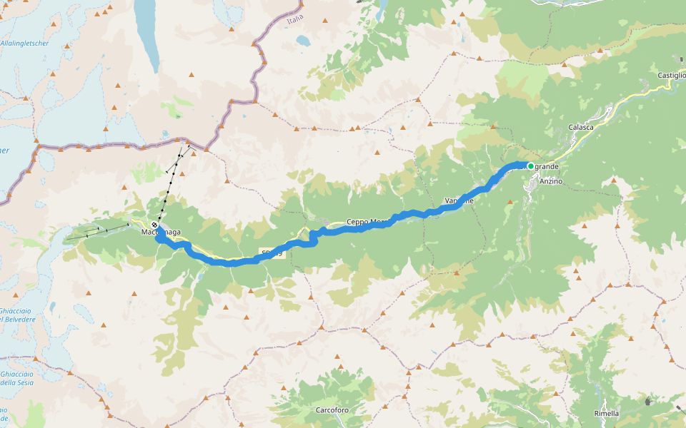 Stra Granda tappa 2 walking route map in Pontegrande