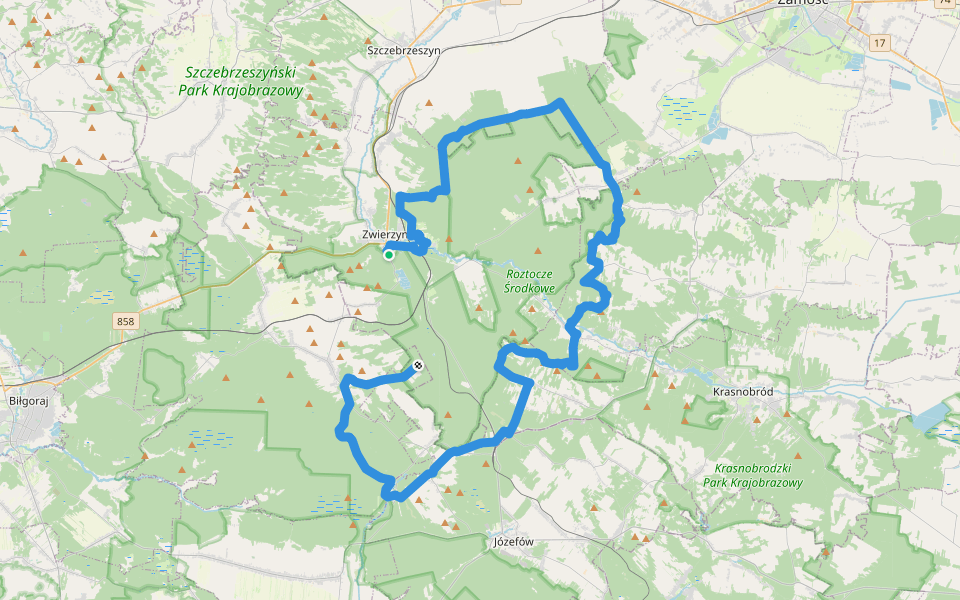 Szlak im. Aleksandry Wachniewskiej walking route map in Zwierzyniec
