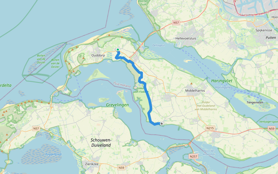 GR 5 NL - 5 - Goedereede-Herkingen walking route map in Goedereede