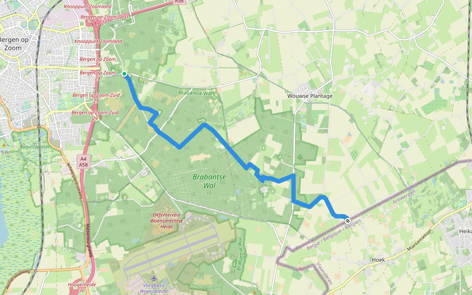 GR 5 NL - 8 - Bergen op Zoom-België walking route map in Bergen op Zoom