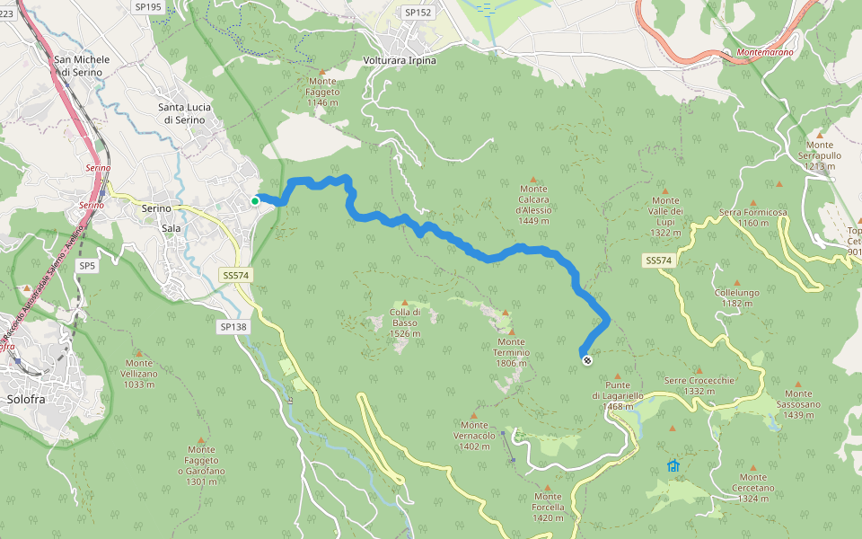 Sentiero del castagno walking route map in Sala