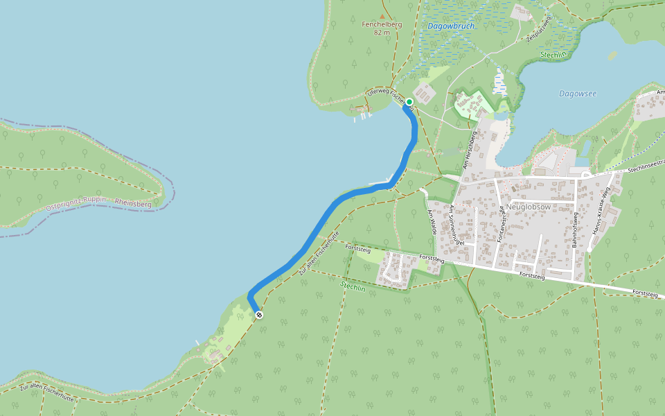 Around The Lake Stechlin walking route map in Stechlin