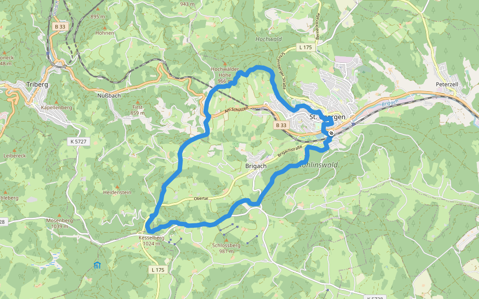 St. Georgener Heimatpfad walking route map in Sankt Georgen