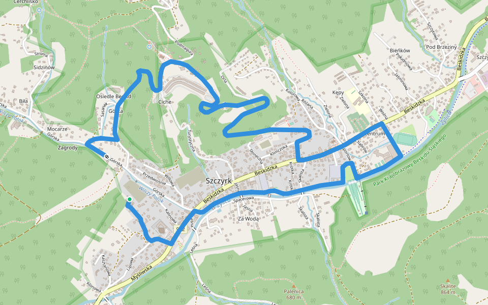 Wokół Centrum walking route map in Szczyrk