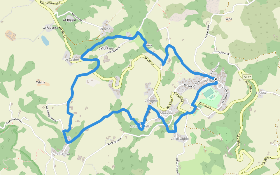 Anello Verica walking route map in Verica