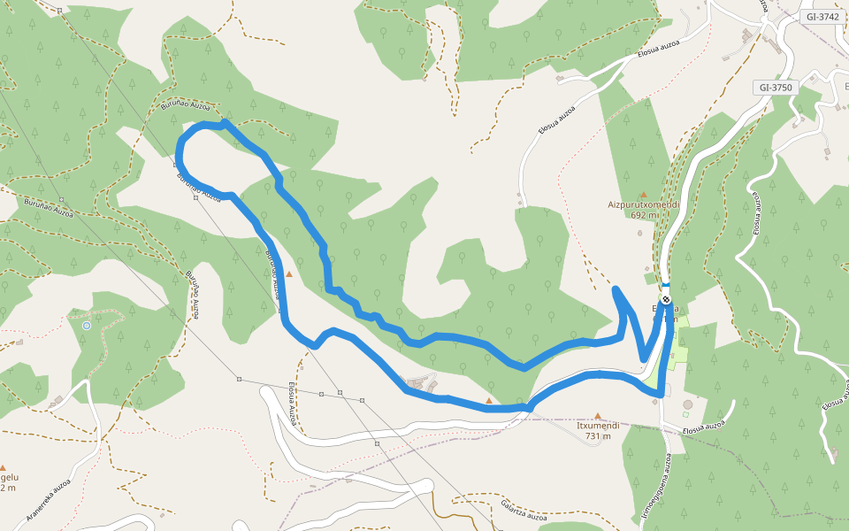 SL-GI 44 Pagolako ubidea / Panal de Pagola walking route map in Bergara