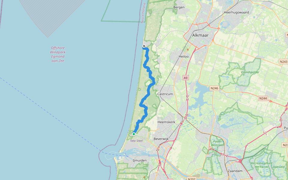 Nederlands Kustpad deel 2 - 08 walking route map in Wijk aan Zee