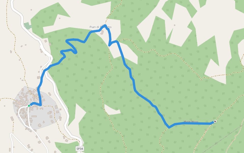 Cicogni - Costa della Rasa walking route map in Cicogni