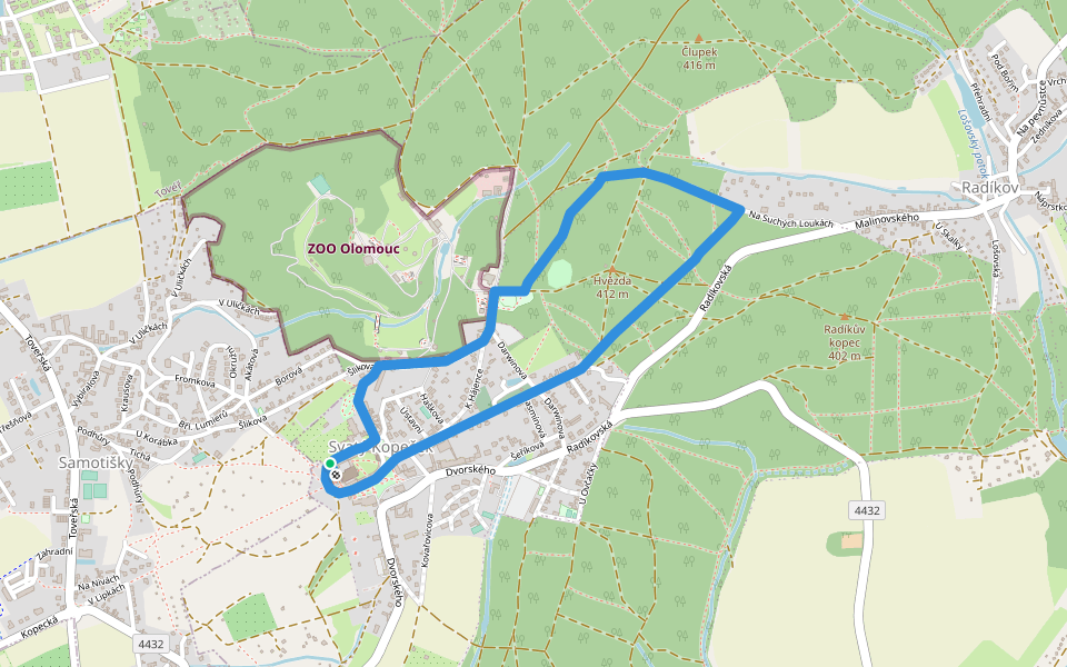[Ž] okruh Svatý kopeček walking route map in Olomouc