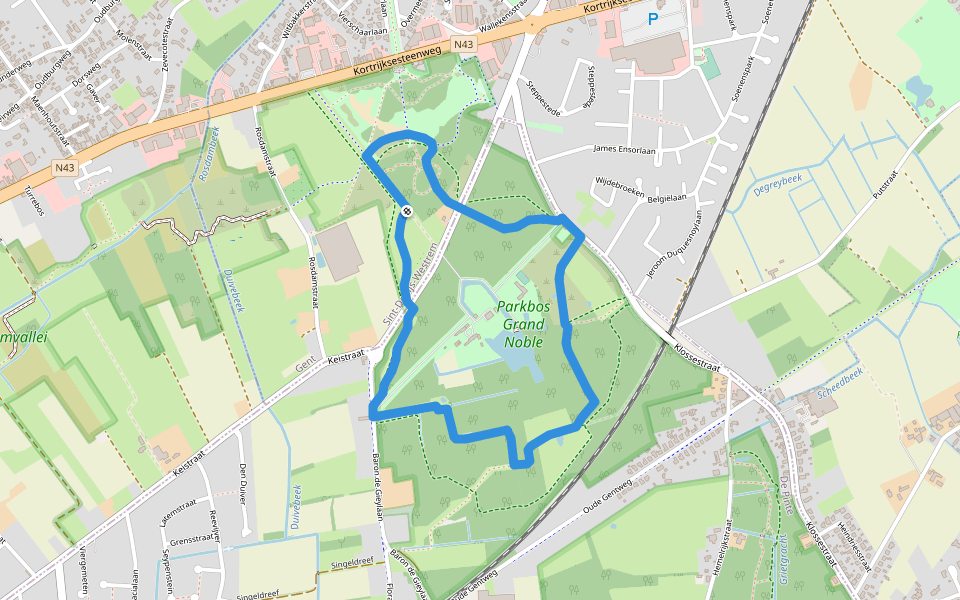 Parkbos Grand Noble-route walking route map in De Pinte