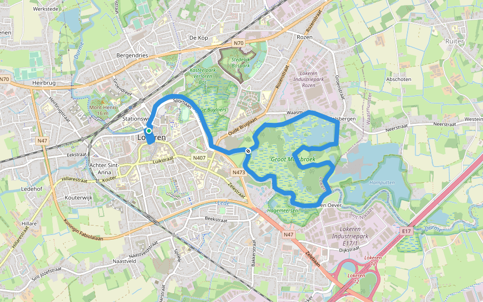 Molsbroek-Buylaersroute walking route map in Lokeren