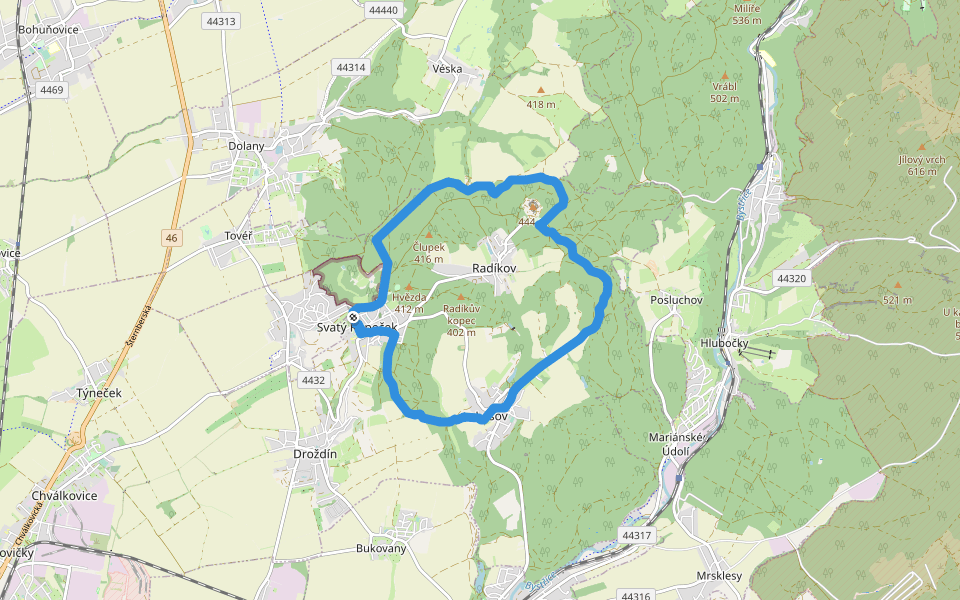 [M] okruh Svatý kopeček walking route map in Olomouc
