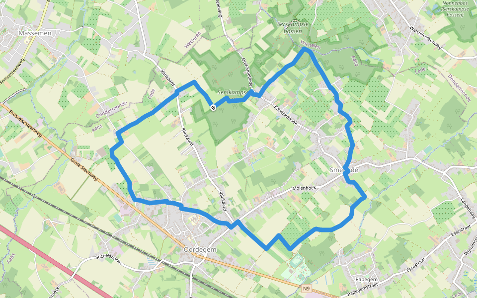 Vier Uiterstenroute (lus 1) walking route map in Lede