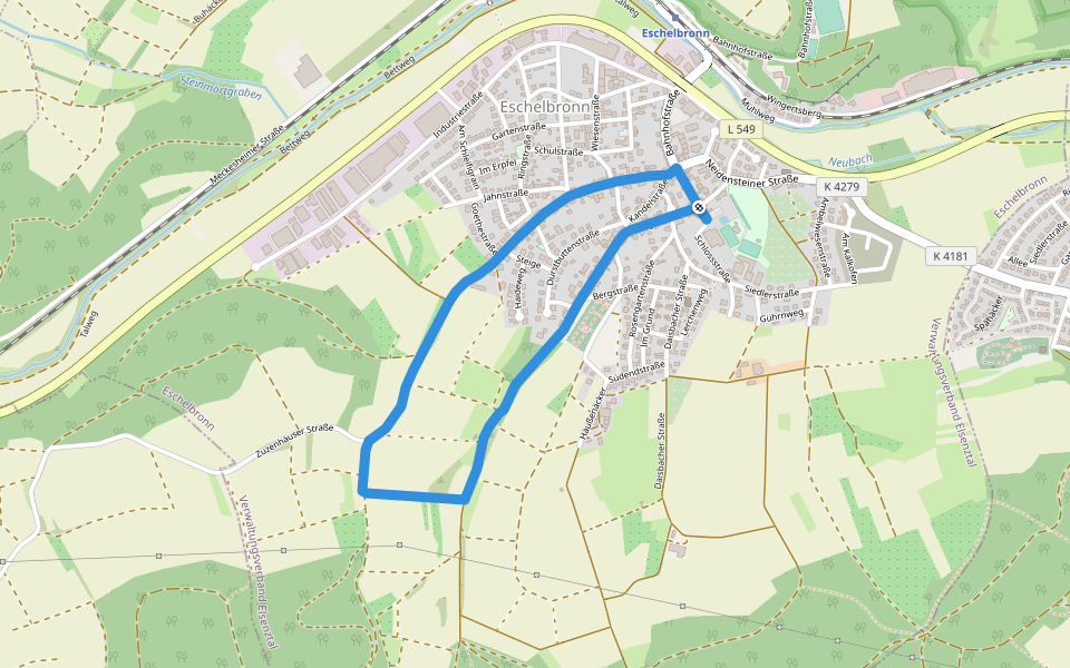 Rundwanderweg Eschelbronn Sporthalle 1: Neurott-Weg walking route map in Eschelbronn