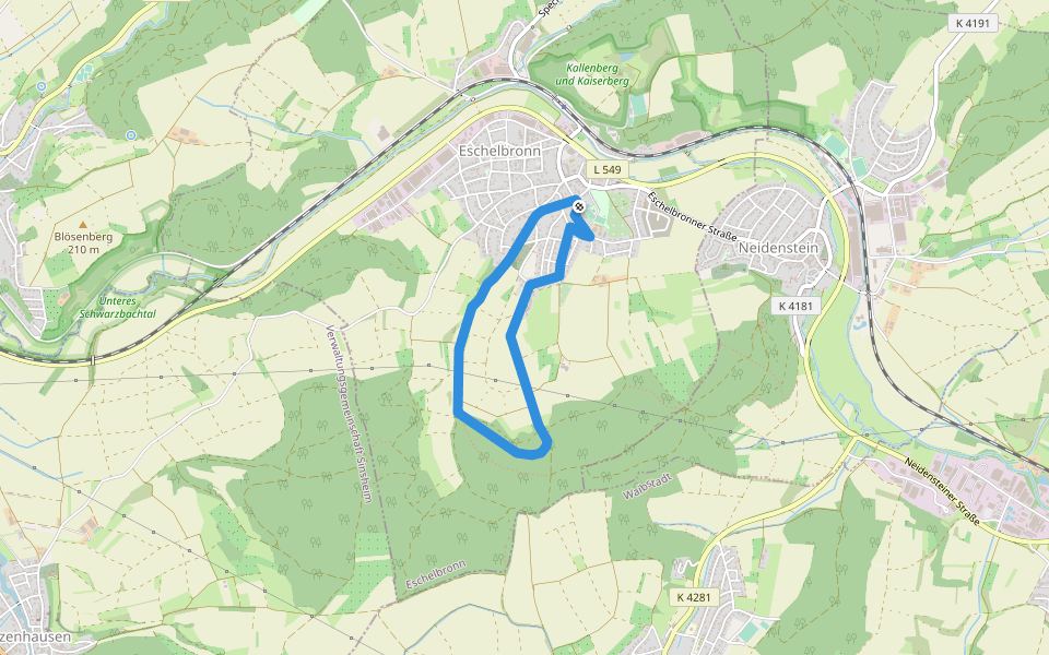 Rundwanderweg Eschelbronn Sporthalle 2: Weißeberg-Weg walking route map in Eschelbronn