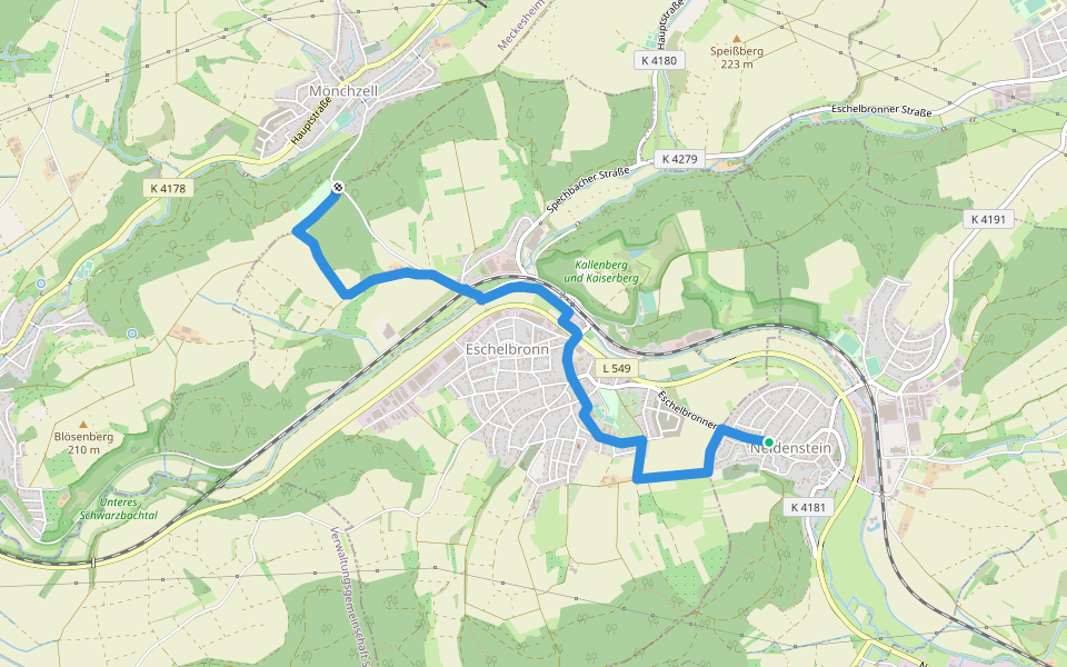 Schloss-Weg walking route map in Neidenstein