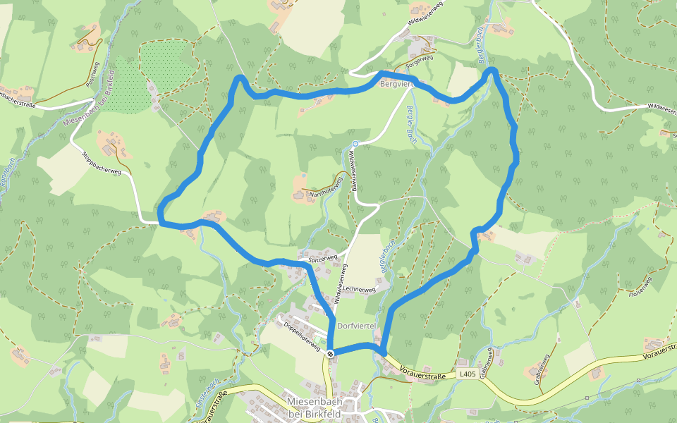 Wanderweg 1 walking route map in Dorfviertel