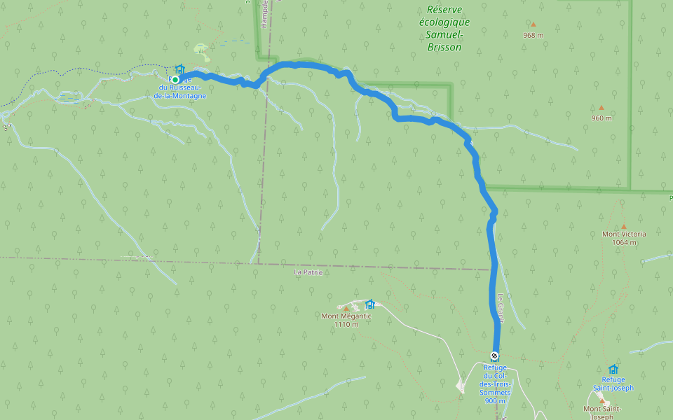 Ruisseau de la Montagne walking route map in Val-Racine