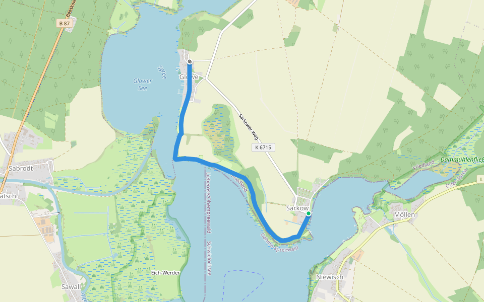 Glowe-Sarkow walking route map in Friedland