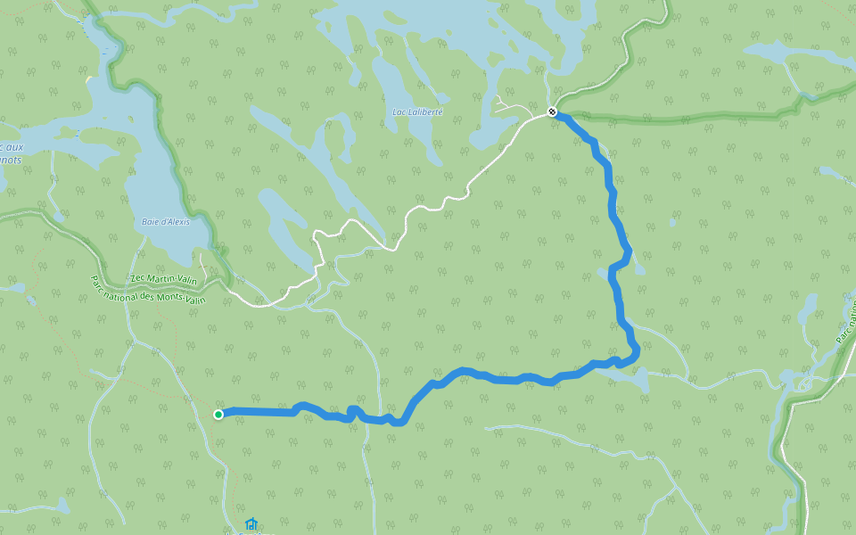 Des Plateau walking route map in Saint-Fulgence