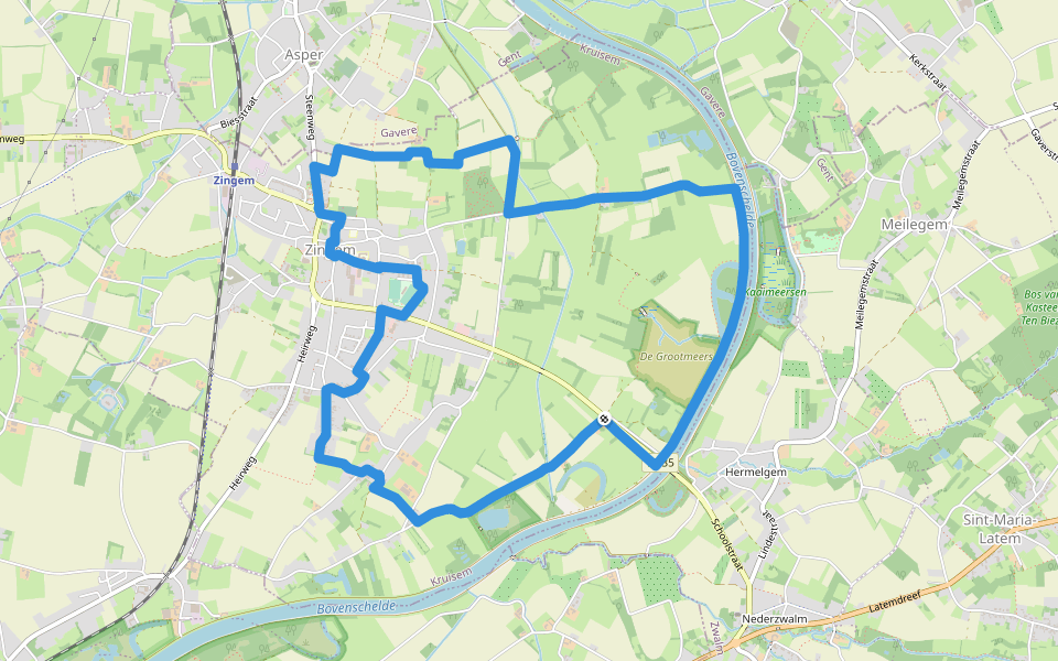 Wannelappersroute walking route map in Kruisem
