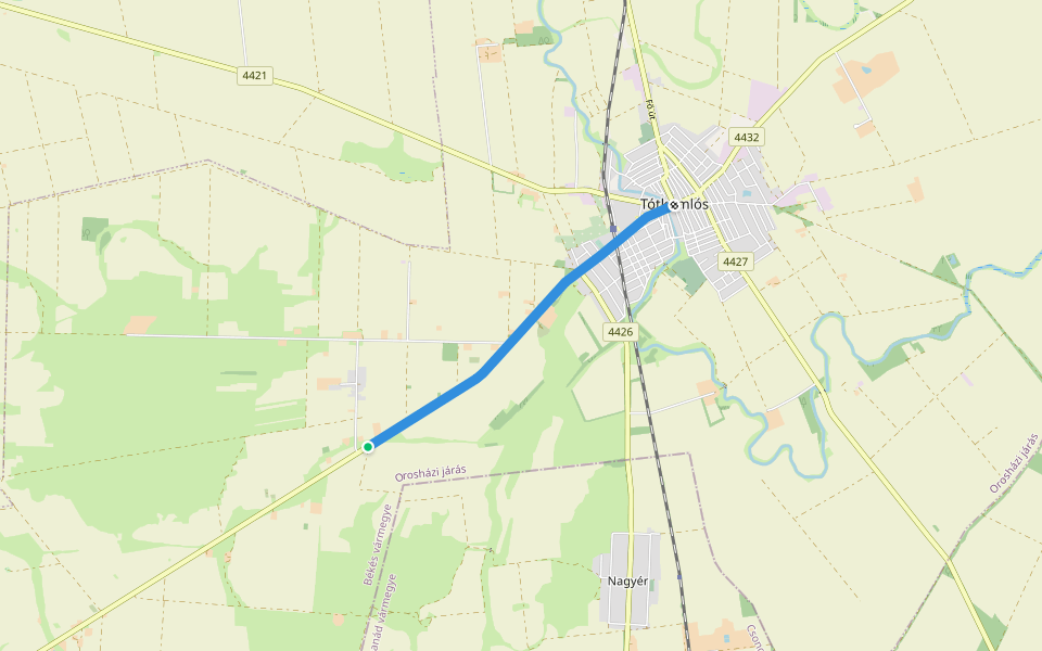 P■ (Tótkomlós) walking route map in Tótkomlós
