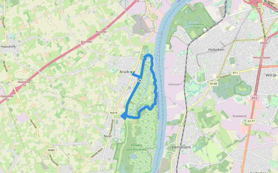 Barbierbeekroute walking route map in Kruibeke