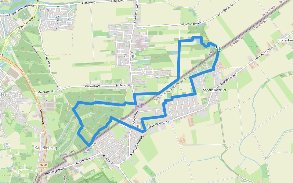 Tweelandenroute walking route map in Sint-Gillis-Waas