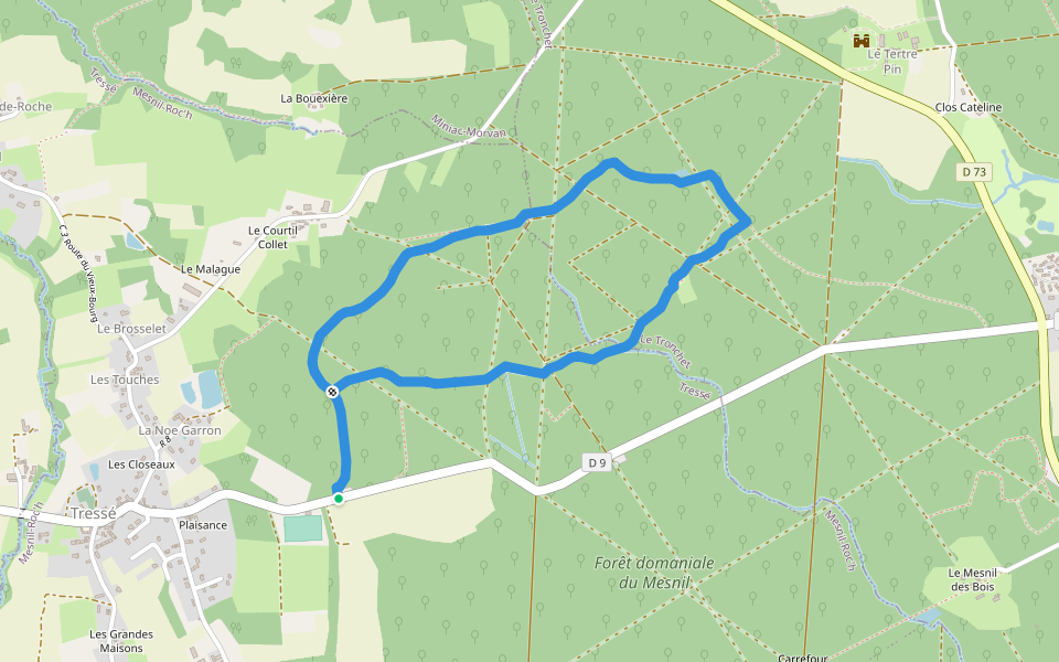 La Maison des Feins walking route map in Mesnil-Roc'h