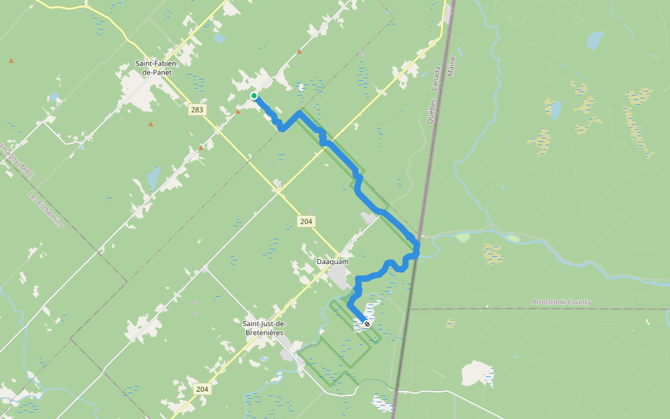Sentier le Petit Maine walking route map in Saint-Fabien-de-Panet