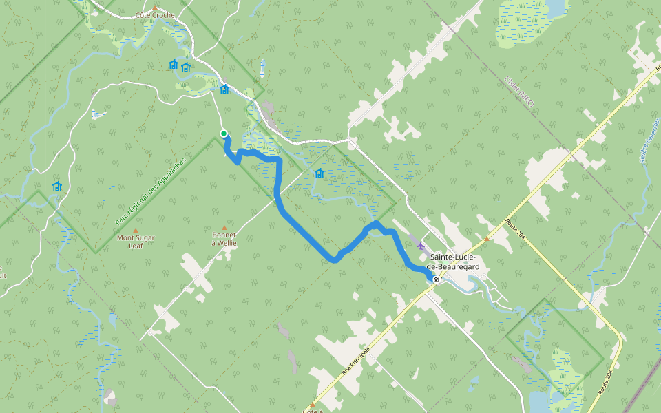 Sentier le Beauregard walking route map in Saint-Adalbert