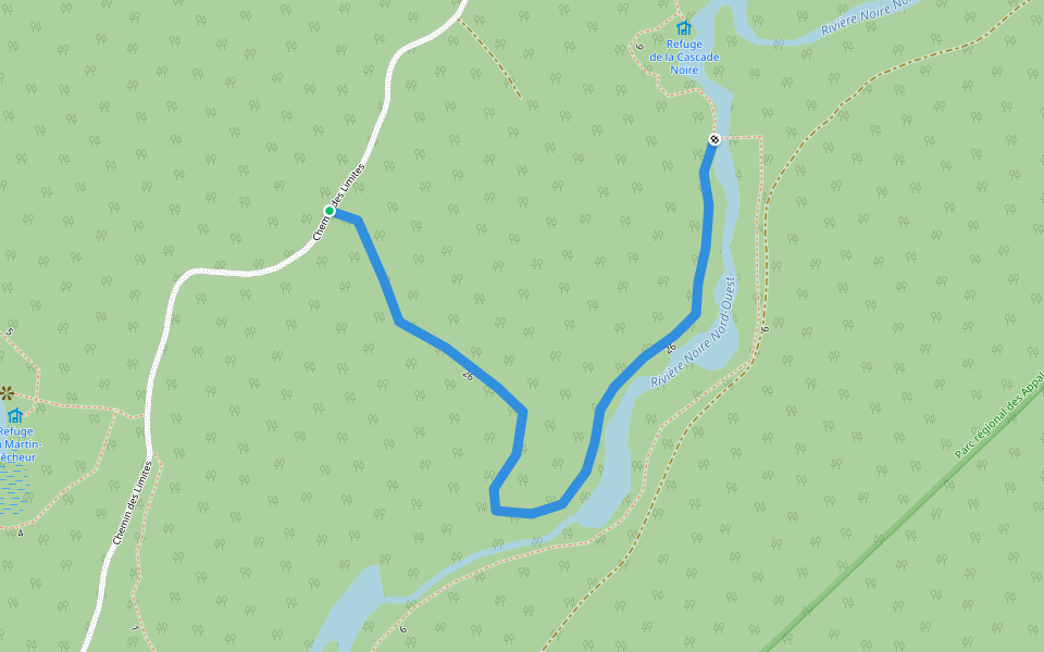 Sentier le Pêcheur walking route map in Lac-Frontière