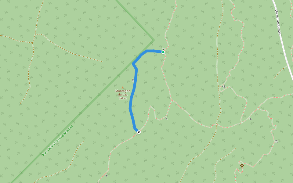 Sentier les Cabourons walking route map in Saint-Fabien-de-Panet