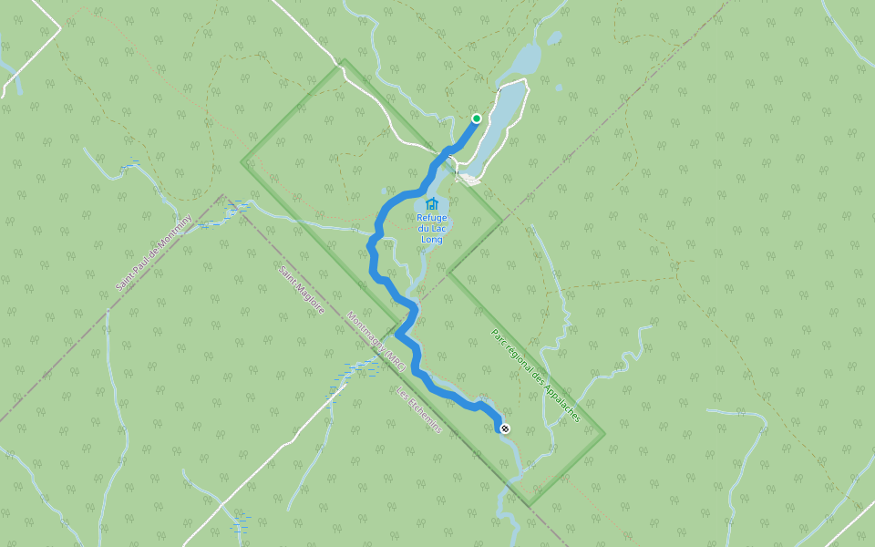 Sentier Les Eskers walking route map in Lac-Frontière Township