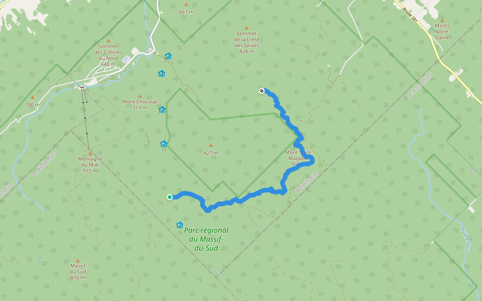 Sentier des Géants walking route map in Saint-Luc-de-Bellechasse