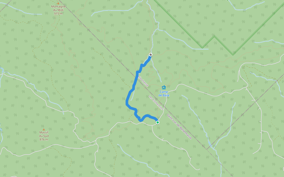 Sentier du Versant Sud walking route map in Saint-Luc-de-Bellechasse